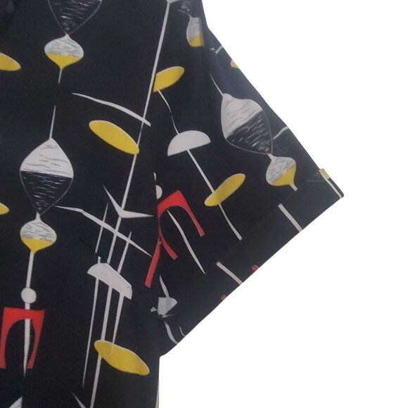 Collectif Caterina Swing Dress Black Mid-Century Atomic 2XL US 14 Rockabilly - Picture 7 of 16